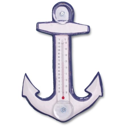 White And Blue Anchor Small Window Thermometer